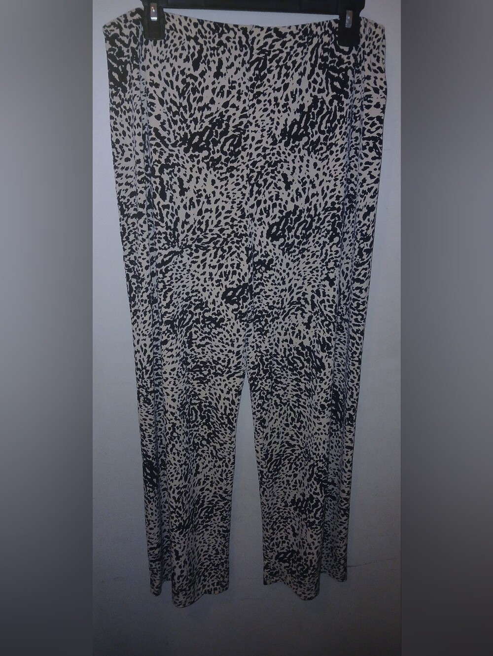 JM Collection Petite Black & Cream Animal Print Wide-Leg Pants